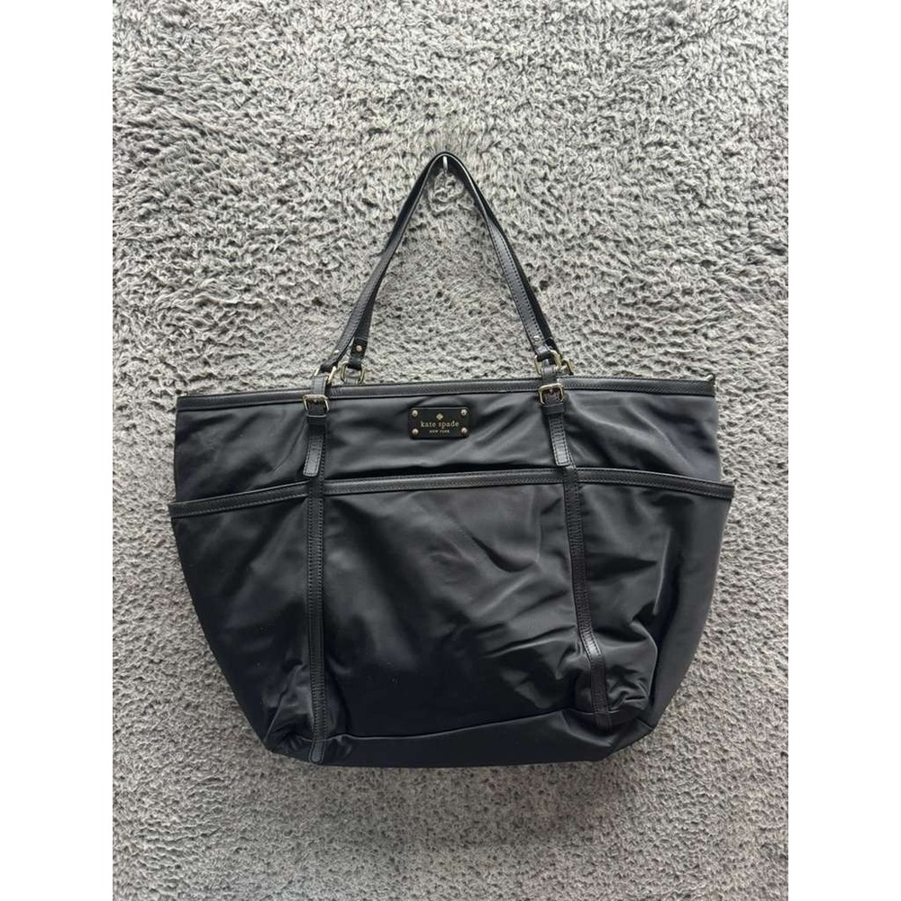 Kate Spade New York Union Square Clementine Nylon Cowhide Leather Tote Bag Black